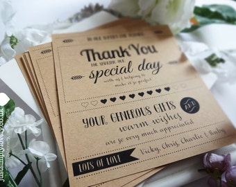 Wedding Thank You Cards Rustic Kraft Personalised (Pack of 10)
