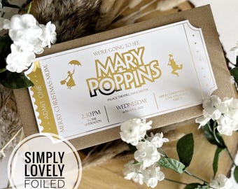 Entrada / Musical de Mary Poppins / Espectáculo del West End / Teatro / Regalo de inauguración / Entrada personalizada con lámina / Entrada de recuerdo de lujo / Regalo de Navidad