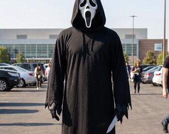 Slasher Robe Ghost Face Cosplay Costume | Classic Scream Killer White Robe & Mask ...