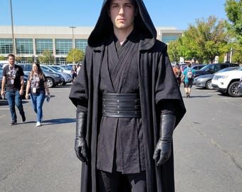 Disfraz de cosplay de Lord Sith inspirado en Star Wars / Conjunto de túnica y capa Jedi oscura negra / Traje de Darth Maul para Halloween para hombre.