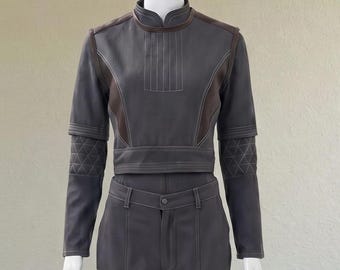 Star Wars Inspired Bo-Katan Kryze Mandalorian Cosplay Costume - Dark Grey Tactical Flight Suit
