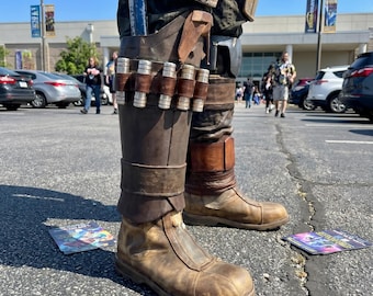 Star Wars Inspired Mandalorian Real Leather Leg Armor Package Cosplay Costume Prop Handmade.