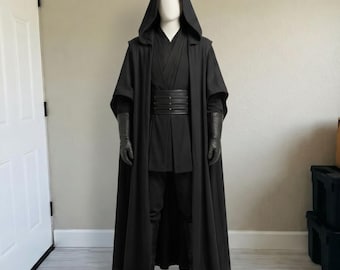Star Wars inspired Sith Lord Cosplay Costume | Black Dark Jedi Tunic & Cloak Set | Darth Maul Halloween Men's Outfit.
