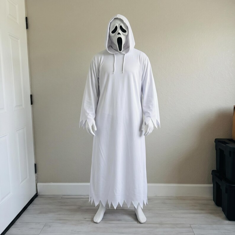 Slasher Robe Ghost Face Cosplay Costume | Classic Scream Killer White Robe & Mask ...