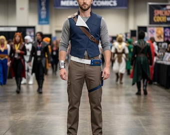 Star Wars Inspired Cal Kestis Cosplay Costume – Star Wars Jedi Survivor 3 Piece Jedi Outfit, Halloween & Comic Con Suit.