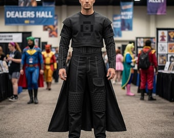 Disfraz de Boba Fett inspirado en Star Wars: túnica negra y traje de vuelo / Disfraz de cosplay de mandaloriano con kama.