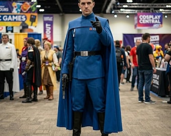 Star Wars Inspired Blue Imperial Officer Uniform with Cape | The Mandalorian Villain Cosplay Costume