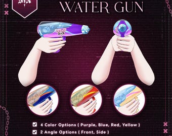 Live2D VTuber-handitem (4 kleuren): waterpistool wisselen met schieten geanimeerd spateffect: