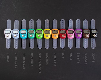 Digital Row Counter for knitting and crochet, tally counter, tracker, to use on finger or thumb, knit tracker