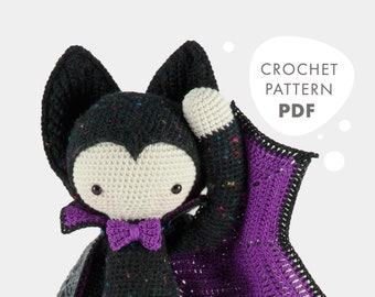 Crochet pattern lalylala VLAD the vampire amigurumi diy • bat, halloween decoration, witty doll, plushie, cuddly toy, do it yourself present