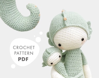 Crochet pattern lalylala SEPP the seahorse amigurumi diy • ocean creature, plushie, stuffed doll, cute present, nursery decoration