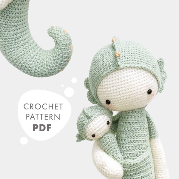 Crochet pattern lalylala SEPP the seahorse amigurumi diy • ocean creature, plushie, stuffed doll, cute present, nursery decoration