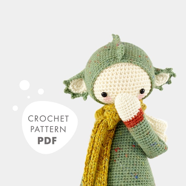 Crochet Pattern lalylala DIRK the dragon amigurumi diy • dinosaur doll, cuddly toy, stuffed animal, plushie kids, gift for birth, download