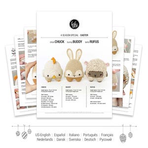 lalylala HÄKELANLEITUNG Ostern Amigurumi Osterhase, Lamm, Küken, niedliches DIY Häkelmuster für 3 Häkelfiguren, auch für Anfänger geeignet Bild 2