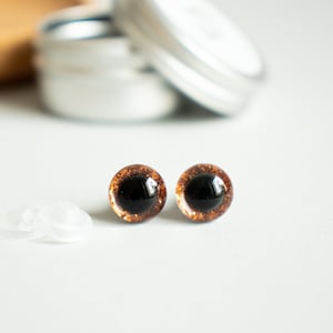 1 pair of Safety Eyes Ø 10mm / 0,4 inch •  glitter, 3D, orange, colored high quality craft eyes for amigurumi toys, plushies, teddy, dolls