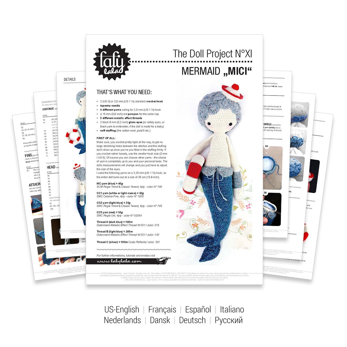 かぎ針編みパターン lalylala MICI ザ マーメイド あみぐるみ DIY