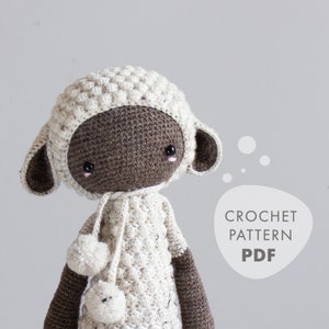 Crochet Pattern lalylala LUPO the lamb amigurumi diy sheep, stuffed animal, plushie, cuddle, toy for kids, nursery, digital, download image 1
