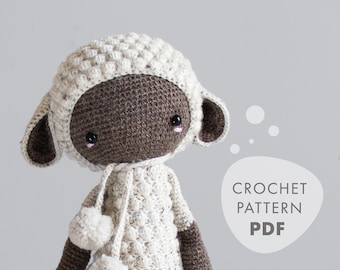 Crochet Pattern lalylala LUPO the lamb amigurumi diy • sheep, stuffed animal, plushie, cuddle, toy for kids, nursery, digital, download