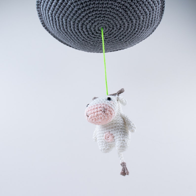 Crochet pattern lalylala UFO / Flying Saucer amigurumi diy music box toy for sci-fi fans, alien, cow, space, funny mobile, nursery deco image 6