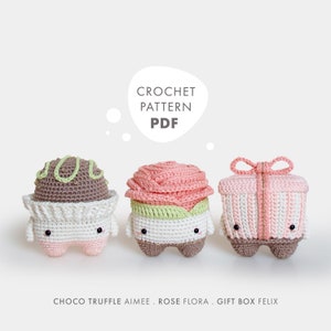 Patron crochet lalylala 4 saisons SAINT VALENTIN Amigurumi DIY • Rose, praliné, cadeau, fleur, amour, amitié, patron crochet numérique