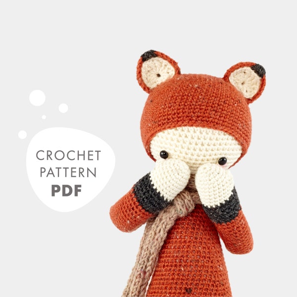 Crochet Pattern lalylala FIBI the fox amigurumi diy • woodland animal, stuffed cuddly toy, plushie, gift for birth and children, download