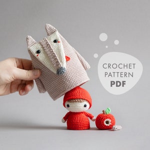 Crochet pattern lalylala RED RIDING HOOD amigurumi diy •  nesting toy, funny matryoshka, fairytale playset, girl, wolf, apple, caterpillar