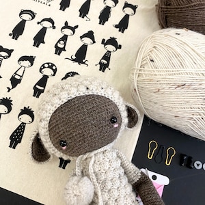 Crochet kit lalylala LAMB Lupo, amigurumi doll in cute little sheep costume, crafty birthday gift for DIY lovers and yarn fans image 3