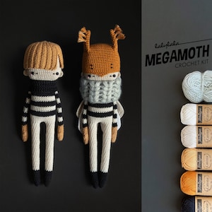 Virksats lalylala SUPERHERUMI MegaMoth Amigurumi DIY • Docka för serietidningsfans, superhjältematerialkit, Mothman-pysselkit, kläddocka