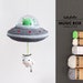 Crochet kit lalylala UFO amigurumi diy • music box, flying saucer, alien & cow, SciFi, mystery, space oddity, universe, extraterrestrial 