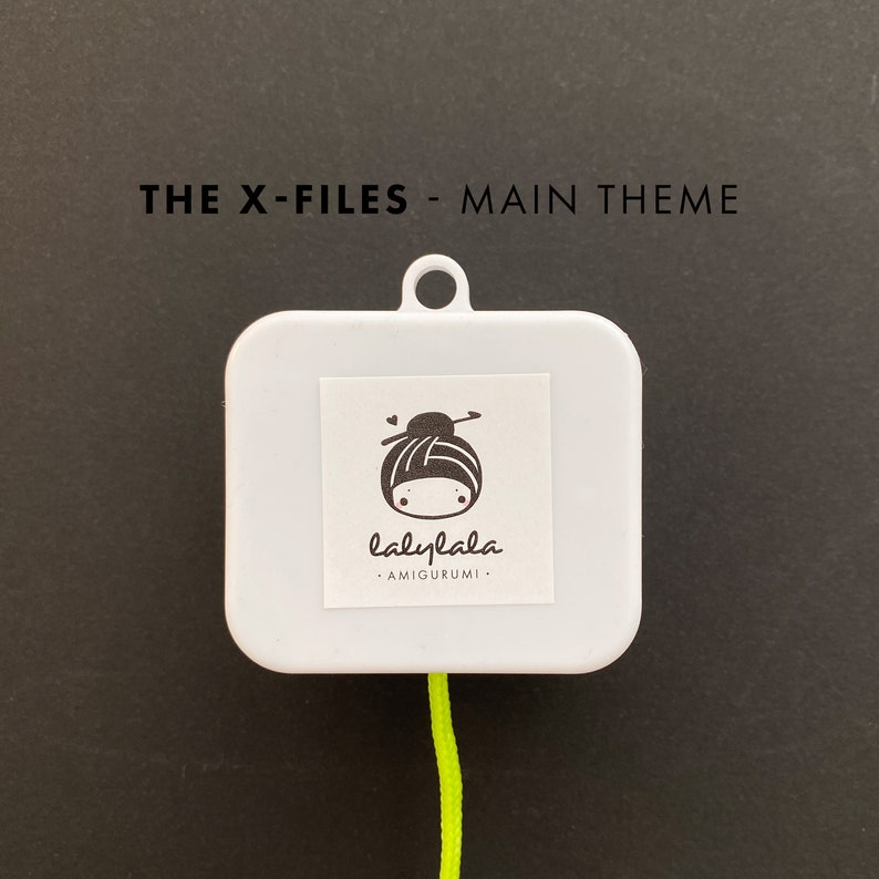 The X-Files Main Title Theme Music Box for mystery and sci-fi fans, extra long neon green pull string, washable, musical movement image 1