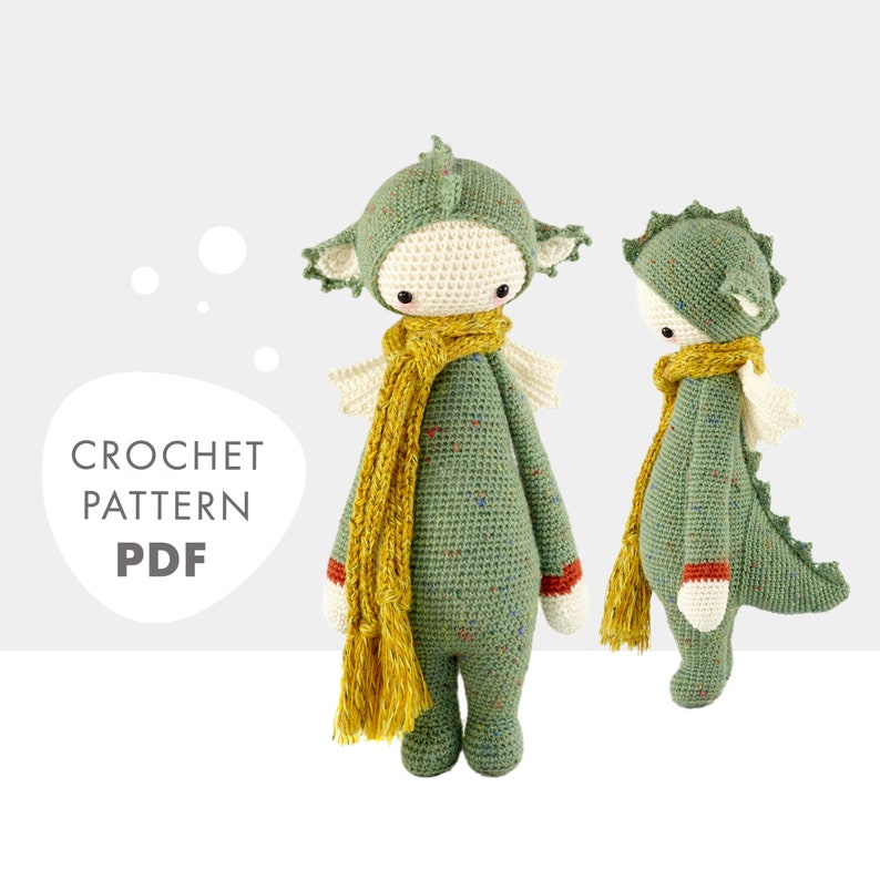 Crochet Pattern lalylala DIRK the dragon amigurumi diy dinosaur doll, cuddly toy, stuffed animal, plushie kids, gift for birth, download image 5