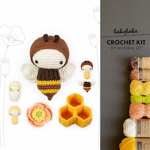 crochet kit lalylala BEE amigurumi diy life cycle honey bee, bumblebee, educational toy kindergarten, gift for beekeper, nature, animal image 1