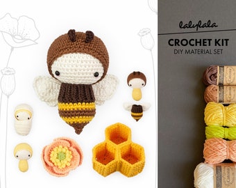 kit crochet lalylala BEE amigurumi diy • cycle de vie abeille, bourdon, jouet éducatif maternelle, cadeau pour apiculteur, nature, animal