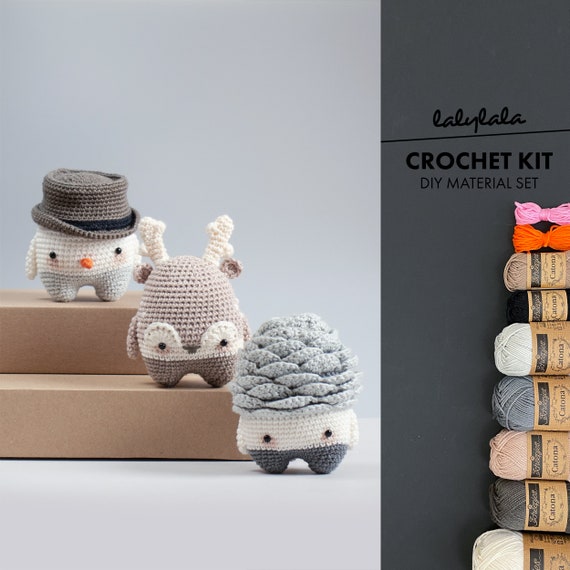 Crochet Kit Lalylala Seasons WINTER Amigurumi Diy Snowman, Pine Cone,  Reindeer / Deer, Crochet Kit for Beginners, Seasonal Decoration 
