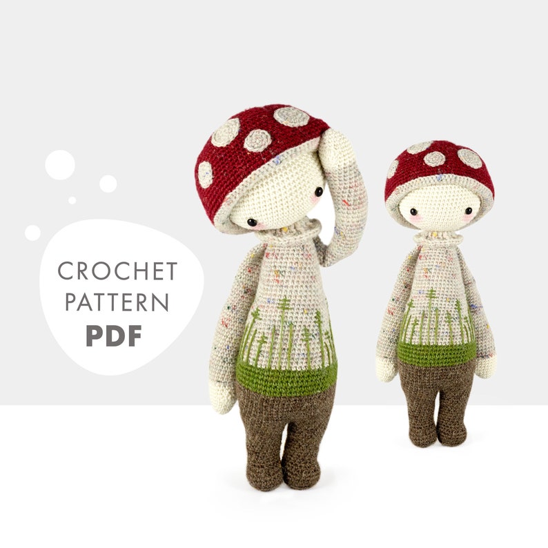 Crochet pattern lalylala PAUL the toadstool amigurumi diy mushroom, stuffed toy, cuddly doll, gift for birth, woodland nursery image 2