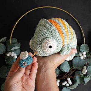 Crochet Pattern lalylala CHAMELEON Conrad amigurumi diy musical toy, safari theme, jungle, stuffed animal, plushie, cuddly toy, download image 3
