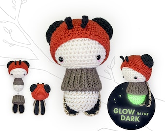 Patrón de crochet lalylala FIREFLY Amigurumi DIY • Sonajero de bebé de crochet, noctilucente, brilla en la oscuridad, animal de crochet, patrón de crochet digital