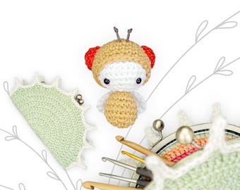 Haakpatroon lalylala VENUS FLY TRAP met fruitvlieg Amigurumi DIY • Tas, clutch, vleesetende plant, digitaal haakpatroon