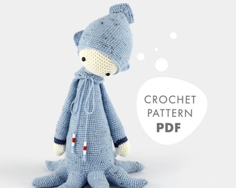 Patron au crochet lalylala OLEG la pieuvre amigurumi DIY • Calamar, pieuvre, peluche, poupée au crochet, cadeau naissance, patron numérique au crochet