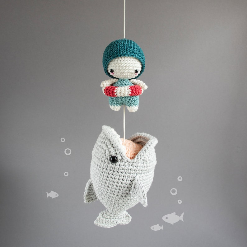 Crochet Pattern lalylala HAI Amigurumi DIY Big Fish Music Box Mobile Ocean Fish Sea Underwater Maritime Digital Crochet Pattern image 8