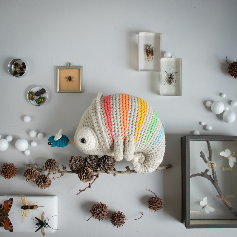 Crochet Pattern lalylala CHAMELEON Conrad amigurumi diy musical toy, safari theme, jungle, stuffed animal, plushie, cuddly toy, download image 7