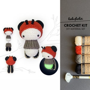 crochet kit lalylala FIREFLY amigurumi diy • glow in the dark, material set, stuffed animal, baby rattle, fluorescent nursery decoration
