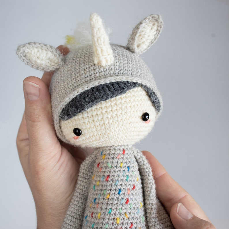 Crochet pattern lalylala YUMI the unicorn amigurumi diy cute stuffed toy, plushie, pastel rainbow, fairytale, present, nursery decoration image 4