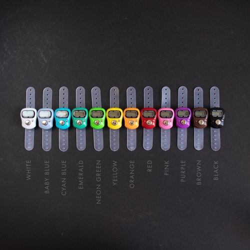 Digital Row Counter for knitting and crochet, tally counter, tracker, to use on finger or thumb, knit tracker