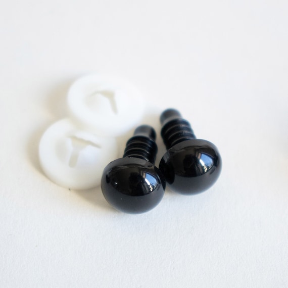5 Paar schwarze Sicherheitsaugen rund (10 Augen, 10 Verschlüsse) • Größen: 4mm, 5mm, 6mm, 7mm, 8mm, 10mm, 14mm - Teddyaugen, Puppenaugen