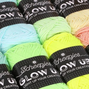 10 colors Glow in the Dark Yarn Scheepjes Glow Up Colour Pack . fluorescent neon green thread for crochet or knitting e.g. for Halloween DIY