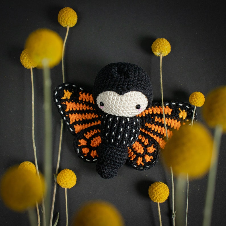 Crochet pattern MONARCH BUTTERFLY amigurumi diy caterpillar toy interchangeable wings, nature, summers, spring, baby rattle, download image 8