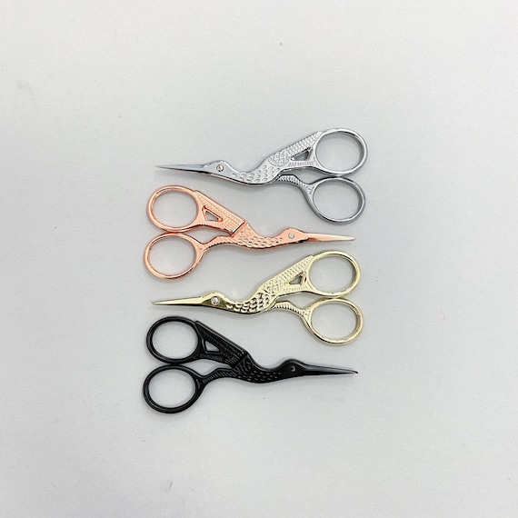 Crane Embroidery Scissors - Small Scissors- Gold Small Shears - Crane Gold  Scissors - Rainbow Scissors - Colorful Crane Scissors