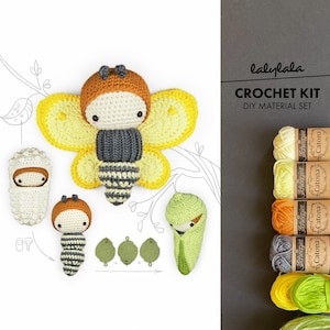 Conjunto de ganchillo lalylala MARIPOSA DE LIMÓN Amigurumi DIY • Mariposa del ciclo de vida, juego de juego, juguete de aprendizaje para niños escolares, animal de ganchillo, educativo