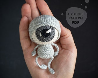 Halloween Crochet Pattern Eyeball Eyesaac . lalylala amigurumi eye for your spooky decoration, creepy treat and wimsical fun